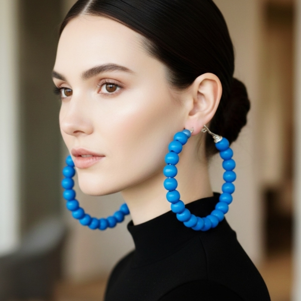 Large wooden hoop earrings, super lightweight and easy to wear, earrings 7 cm.